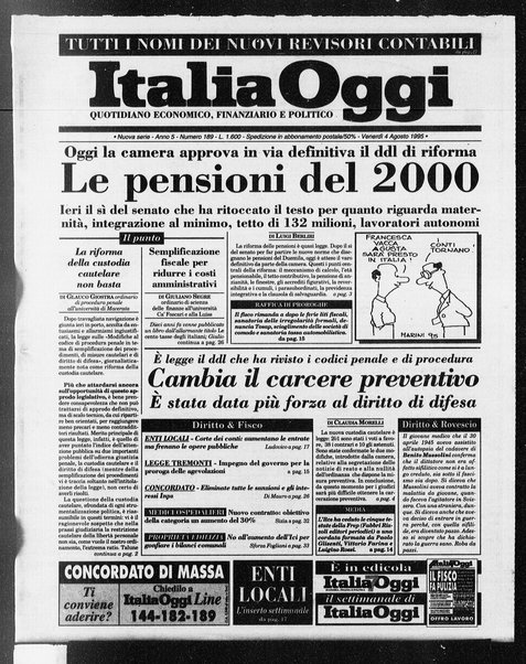 Italia oggi : quotidiano di economia finanza e politica